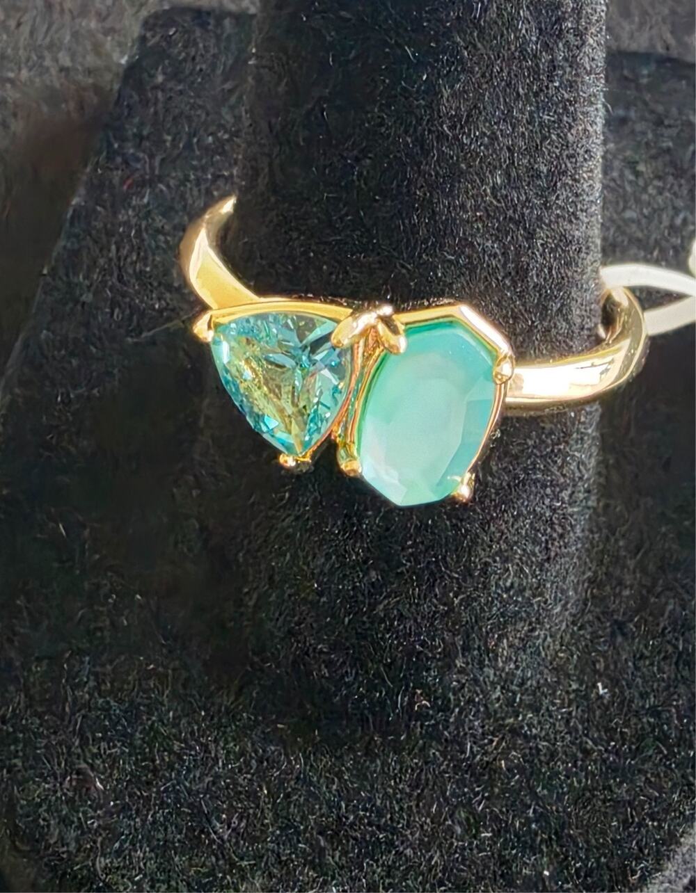 Kendra Scott Tatum Band Ring Gold Blue Mix Size 8 NWT Box 9608894621